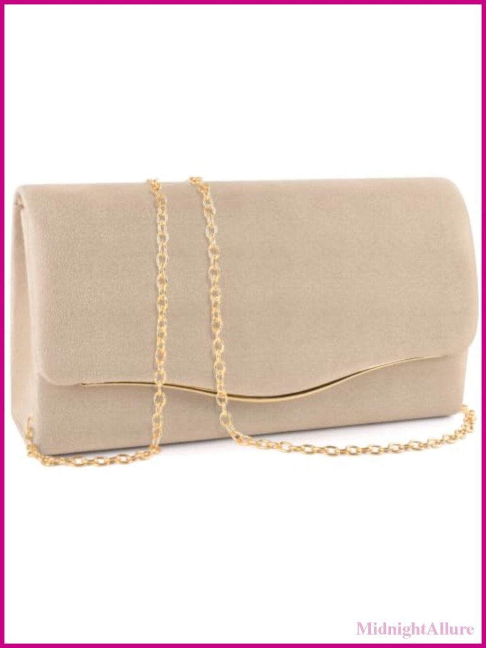 Velvet Faux Suede Evening Clutch Crossbody Bag with Chain Strap